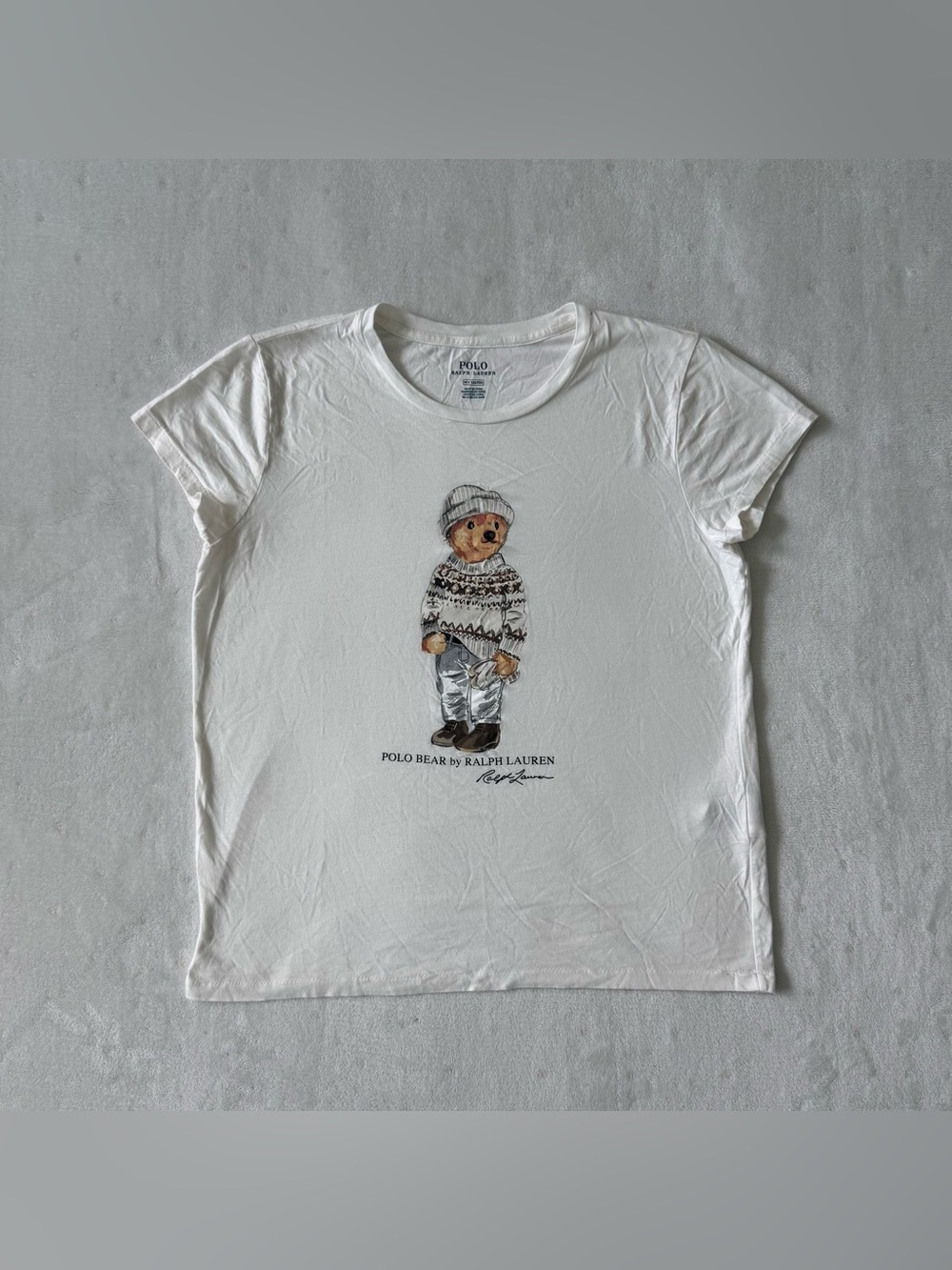 Polo Ralph Lauren Polo Bear Sweater Bear Graphic Tee White Women Size Medium - Picture 2 of 14